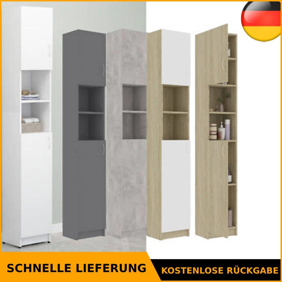 Badezimmerschrank Spanplatte Bad Regal hoher Schrank Badschrank Hochschrank - Bild 1 von 1