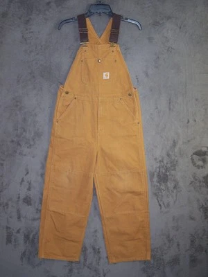Carhartt Bib Overalls Youth 12 Large Brown Adjustable Double Knee Cotton Outdoor - Image 1 of 4