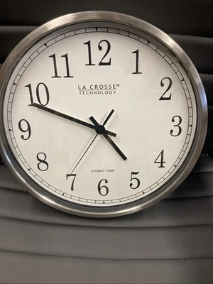 La Crosse Technology WT-3126Bx1 12-Inch Atomic Analog Wall Clock, Aluminum - Image 1 of 4