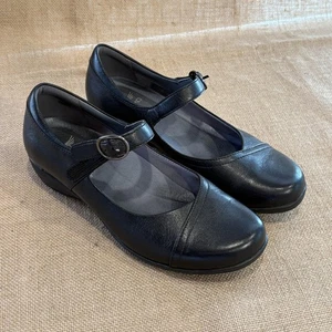 Dansko Shoes Womens Size 8 Wide 38W Black Mary Jane Leather Comfort Wedge - Picture 1 of 12