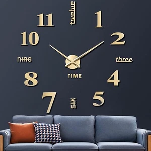 Frameless DIY Wall Clock,Large Modern 3D Mirror Wall Clock Decor Sticker DIY ... - Picture 1 of 7