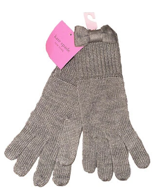 Guantes de moño Kate Spade gris jaspeado largos tejidos acrílicos NUEVO con etiquetas Foto 1 de 4