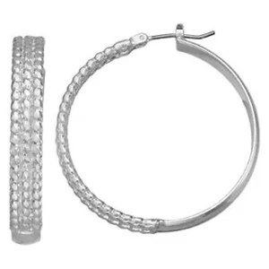 NAPIER Rocker Chic Silber strukturiert & glatt 1,45" Creolen ** NEU! - Bild 1 von 1