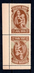 Denmark 1916 25øre "Belgiske Børn" Charity stamps - Tête-bêche pair - Picture 1 of 1
