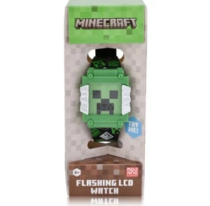 Minecraft Kids Flashing Lights LCD Watch with Printed Strap MIN4232WM Creeper - Picture 1 of 3