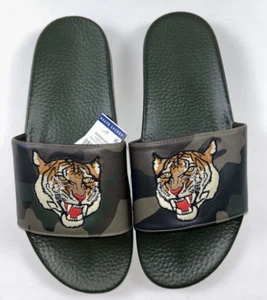 RALPH LAUREN Size 12 Men's Sandal Slide Green TIGER CAMO Leather NEW - Picture 1 of 5