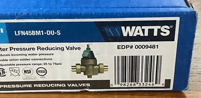 New Watts LFN45BM1-DU-S 1/2" Water Pressure Reducing Valve, 25-75 PSI - Image 1 of 4