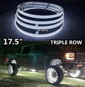 Set of (4) 17.5" TRIPLE ROW WHITE Strobes LED Car Trucks Wheel Rings Rim Lights - Picture 1 of 8