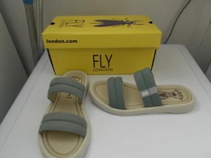 fly london womens blue leather slider sandals size 6 - Picture 1 of 6