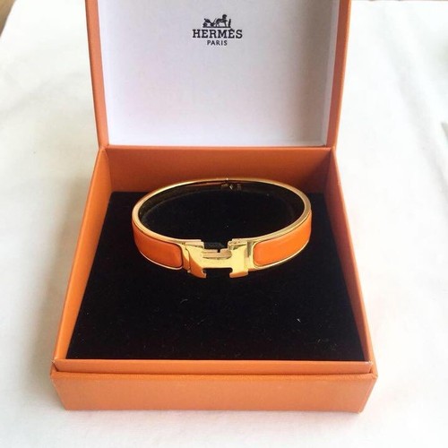 HERMÈS Bracciale HERMES Click Clack oro arancione vintage 7 pollici autentico