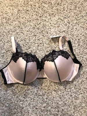NUEVO CON ETIQUETAS SUJETADOR POUR MOI Amour con aros Entice acolchado 34F rubor encaje negro Foto 1 de 4