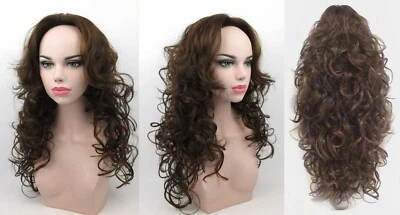 20" LONG 3/4 CAP FALL MEDIUM CURLS CURLY HAIR HALF WIG W/COMB HAIRPIECE SHEILA - Image 1 of 4