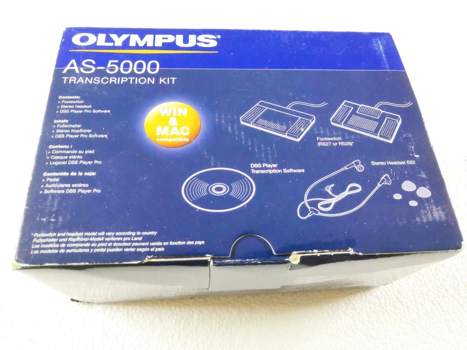 Olympus AS-5000 Transcription Kit RS-27 Foot Switch Headset E62