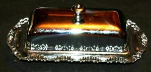 Vintage! Glass Round Scalloped Butter Dish w/ Chrome Silvertone Lid Cover  - Picture 1 of 10