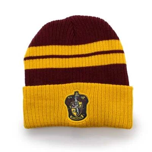 Harry Potter Gryffindor Premium Striped Beanie With Crest Patch - Picture 1 of 1