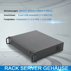 Case server rack 2U custodia montaggio su rack con 2 ventole 80 mm custodia server industriale nera - Foto 1 di 8