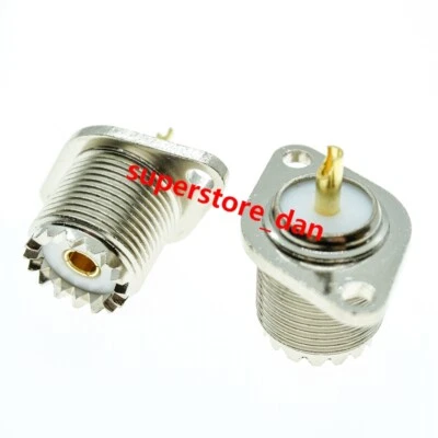 UHF Female SO-239 2-hole Panel Mount Flange Solder Cup RF socket Coax Connector - Image 1 of 4