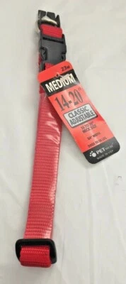Ropa para mascotas... ROJO... Collar ajustable para perro... 14” - 20” mediano... Nylon resistente... Nuevo con etiquetas Foto 1 de 3