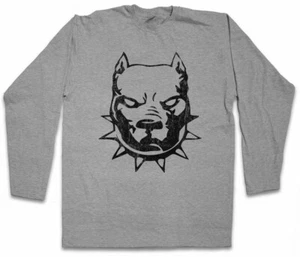 PITBULL HERREN LANGARM T-SHIRT Bad Dog Bullterier Fight Combat Attack Terrier - Picture 1 of 1