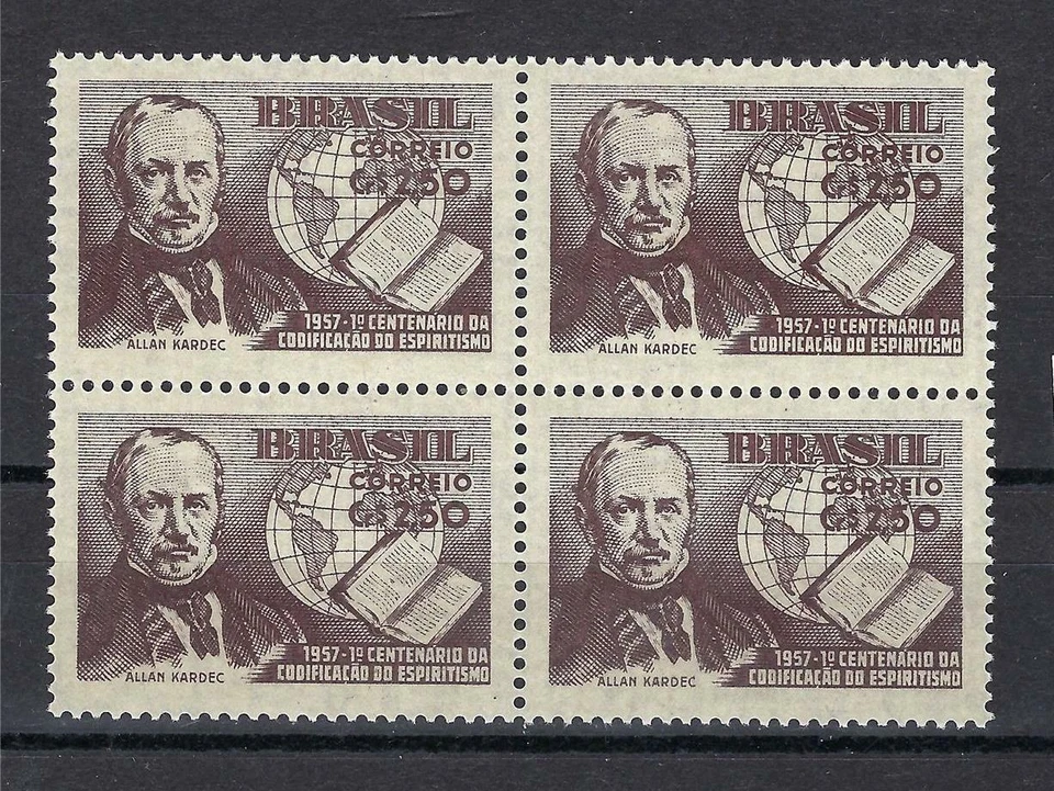 Brazil 1957 Sc# 846 Allan Kardes Codification of Spiritism block 4 MNH - Image 1 of 1