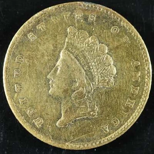 1855 US Gold 1 Dollar Indian Princess Small Head - Bild 1 von 2