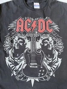Vintage AC/DC T-Shirt (BLACK ICE TOUR) Konzert T-Shirt - schwarz 100 % Baumwolle * Größe XLarge. - Bild 1 von 4