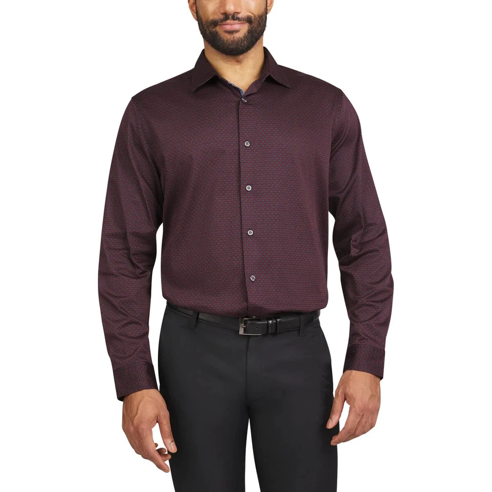 Tahari Men's Luxe Woven Dress Shirt Red XL