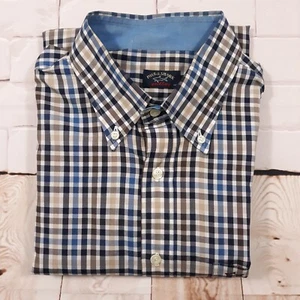 Paul & Shark Yachting Button Down Shirt Mens Size 44 Blue Brown Plaid Cotton - Picture 1 of 13