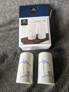 CORELLE COORDINATES WORLD KITCHEN SHADOW IRIS SALT & PEPPER SET NEW FREE US SHIP - Picture 1 of 4
