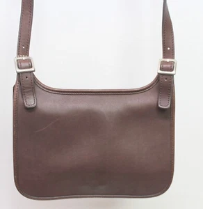 Vintage Coach 9142 Saddle Brown Leather Mini Hippie Crossbody Flap Slim Handbag - Picture 1 of 8