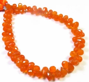 Natural Carnelian Faceted Teardrop Briolette Gems Beads 6-7.5mm 8"Strand LC-1158 - Picture 1 of 12