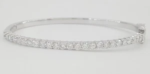 Round Diamond Bangle Bracelet 2.2 ct 14k White Gold 6.5" Retail $5,995 - Picture 1 of 8