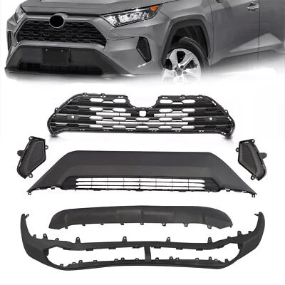 6PCS For Toyota RAV4 2019-2022 Front Bumper Upper Lower Grille Fog Light Cover - Image 1 of 4