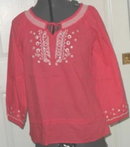 *BLUSA INTRODU TALLA PM ROSA BORDADA CUENTAS LIGERA NUEVA CON ETIQUETAS - Imagen 1 de 2