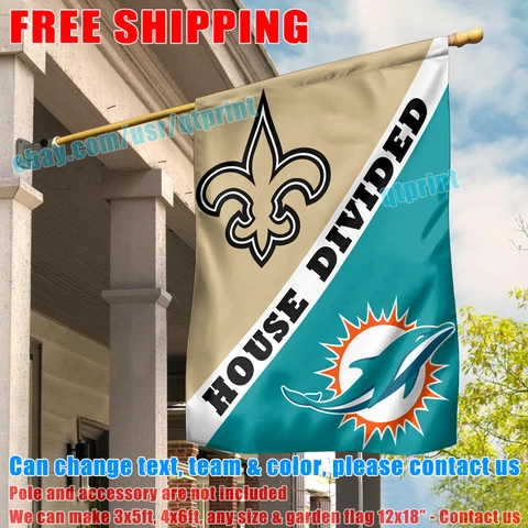 New Orleans Saints vs Miami Dolphins House Divided Flag Banner 28X40" NEW 2023 Cover