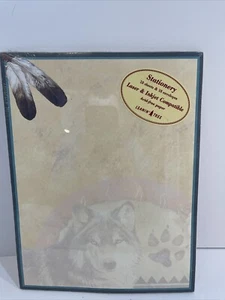 Schlankfreie Schreibwaren Blätter und Umschläge einheimische Federn und Wölfe Papier Neu - Bild 1 von 5