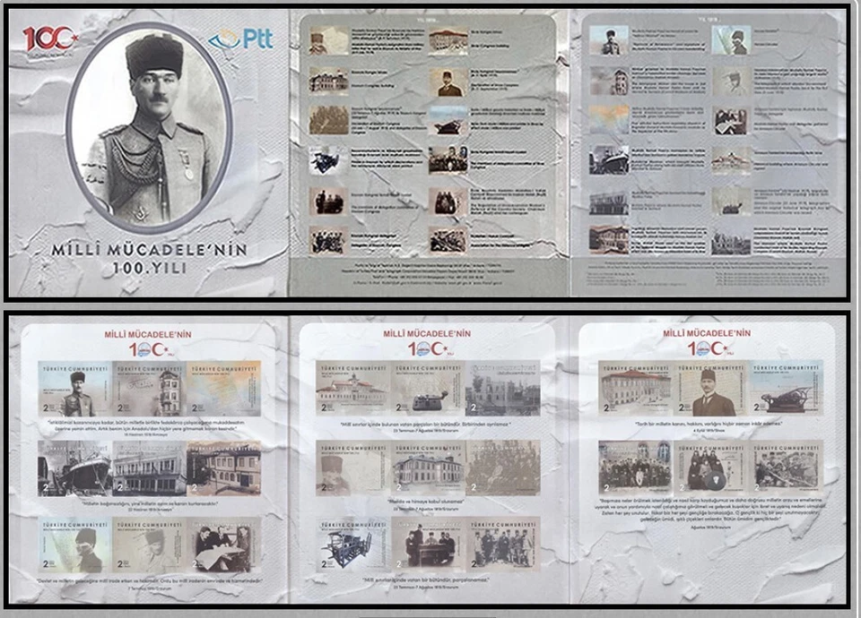 Turkey stamps 24 PİECES sticker stamps PORTFOLİO - Image 1 of 1