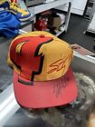 Vintage Nascar Snapback Hat Red Yellow 90S Rare #4 Autographed Used Osfa