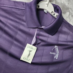 Polo Pisanti Golf Uomo M Viola Dri-Tex Easy Fit Logo BAGO Nuova con etichette - Foto 1 di 9