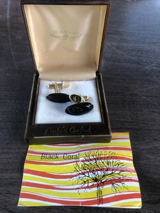Vintage Hawaii Manschettenknöpfe schwarz Koralle Sultana Hawaii - Bild 1 von 6