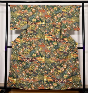 K112312-2 Japanese Kimono 100%Silk Komon - Picture 1 of 12