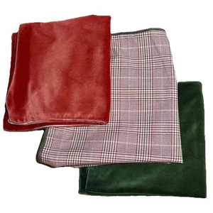 Pottery Barn Velvet Pillow Covers Set of 2 + 1 Unbranded Plaid Cotton Cover Fall - Picture 1 of 18