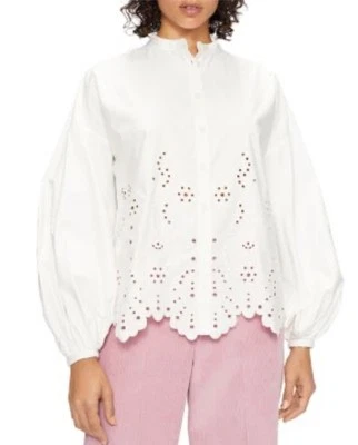 TED BAKER Size 4 Women’s US 10 Embroidered Eyelet Itala Button Up Blouse - Image 1 of 4