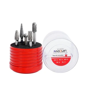 Hartmetall Frässtift Set 5-teilig, 1/4 Zoll Schaft Doppelschnitt Rotationsfeilen für Metall Holzschnitzerei - Bild 1 von 8