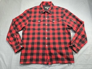 Smartwool Shirt Mens Extra Large Red Black Buffalo Plaid Shacket Wool Snap Nylon - Picture 1 of 10