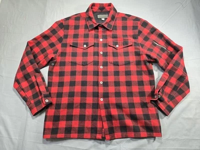 Smartwool Shirt Mens Extra Large Red Black Buffalo Plaid Shacket Wool Snap Nylon - Image 1 of 4