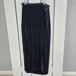 Eileen Fisher Velvet Rayon Silk Maxi Wrap VTG Forest Green Skirt Small Boho - Picture 1 of 10
