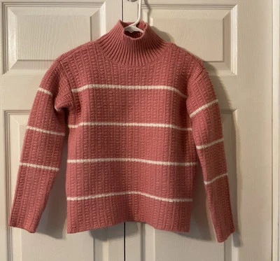 Ann Taylor Mock Neck Pink Stripe Pullover Sweater Size XS - Wool Blend - Image 1 of 4