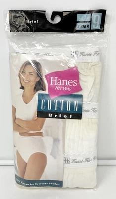 Vintage 1999 Hanes Her Way Women's Off White Cotton Briefs 3 Pair Size 9 READ - Image 1 of 4