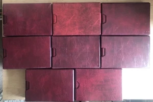 8 Red Cigarette Tea Trade Postcard Albums With Slipcases - Picture 1 of 2